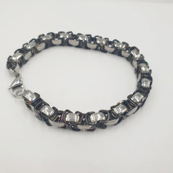 Siyah Beyaz Renk Kalın Kral Bileklik - 9