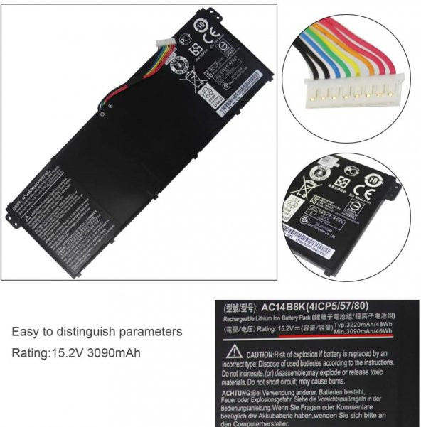 Acer Nitro 5 AN515-52-73BT Batarya - Pil Ver.2 (15.2V) - 6