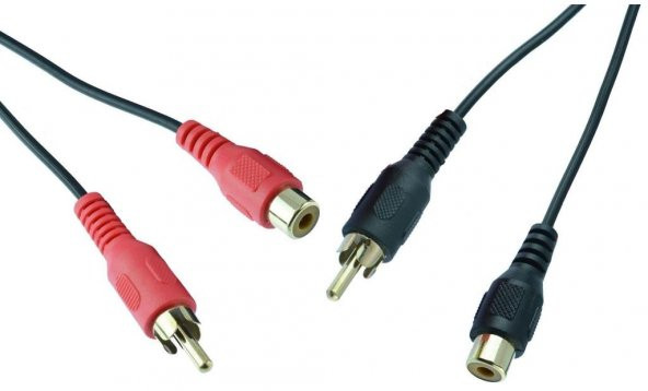 2 RCA Uzatma Kablosu Kırmızı+Siyah - 50 cm
