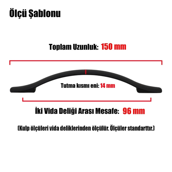 Gül Zirve Çekmece Dolap Dolabı Kulpu Kulbu (96 MM-9.6 CM) Mat Siyah Metal Kulpları Mobilya Mutfak - 3