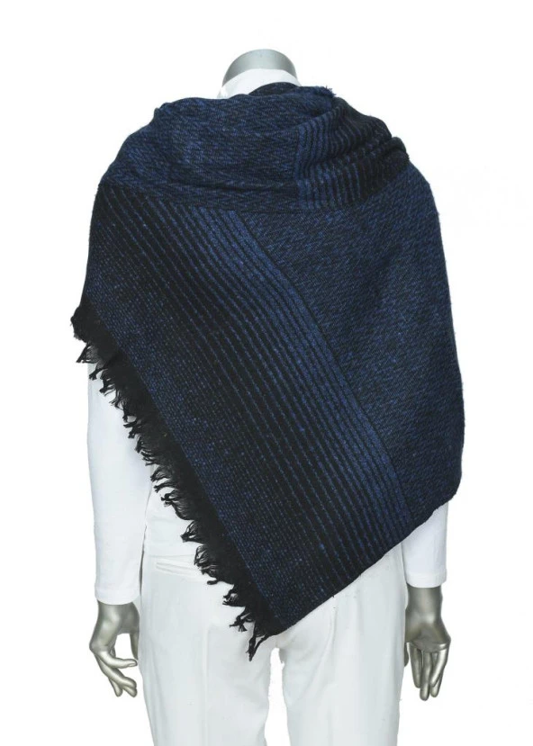 Lacivert Renk Balık Sırtı Model Panço - 4