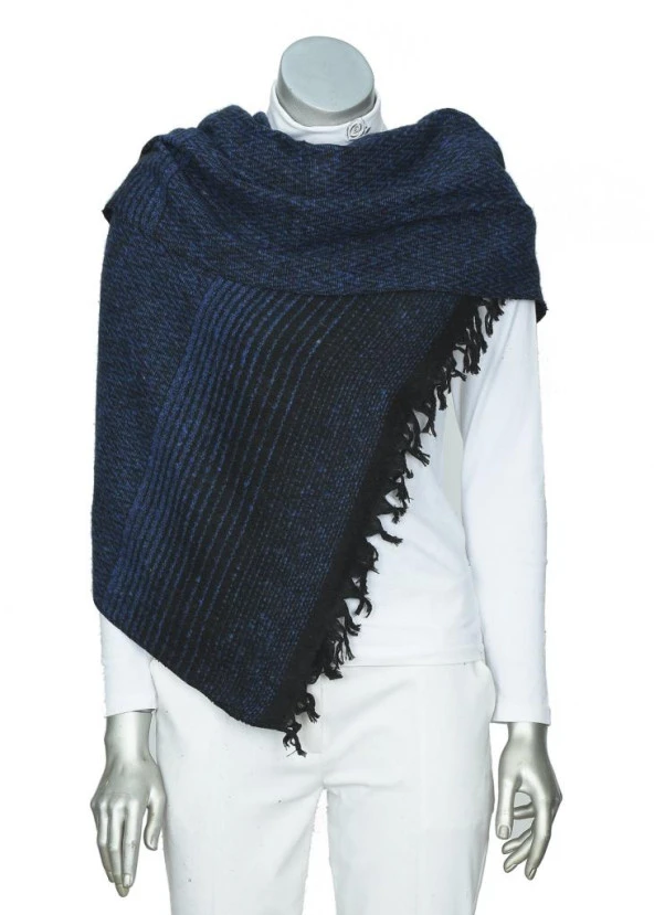 Lacivert Renk Balık Sırtı Model Panço - 7