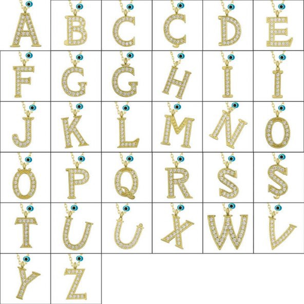 925 Ayar Gümüş Nazar Gold L Harfi Kadın Gümüş Kolye - Resim 2