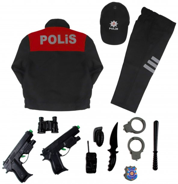 UNİSEX ÇOCUK KIRMIZI TÜRK YUNUS POLİS KOSTÜMÜ ÇOCUK YUNUS POLİS KIYAFETİ ÜNİFORMASI - 12
