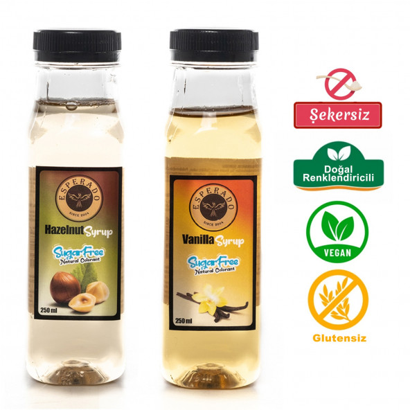 ESPERADO - KAHVE ŞURUP SETİ-VANİLYA*FINDIK -ŞEKERSİZ-ZERO-250 ML X 2
