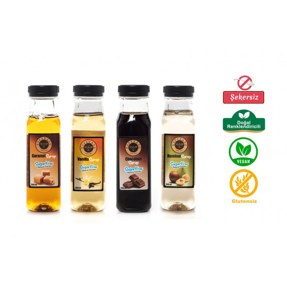 ESPERADO - 4 LÜ KAHVE ŞURUP SETİ - VANİLYA * FINDIK * KARAMEL * ÇİKOLATA -ŞEKERSİZ - ZERO- 4 X 250 ML
