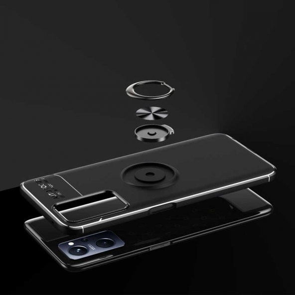 Oppo A36 Kılıf Zore Ravel Yüzüklü Magnetic Standlı Silikon Kapak - 3