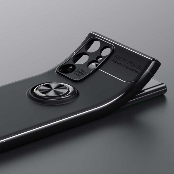 Galaxy S22 Ultra Kılıf Zore Ravel Yüzüklü Magnetic Standlı Silikon Kapak - 7