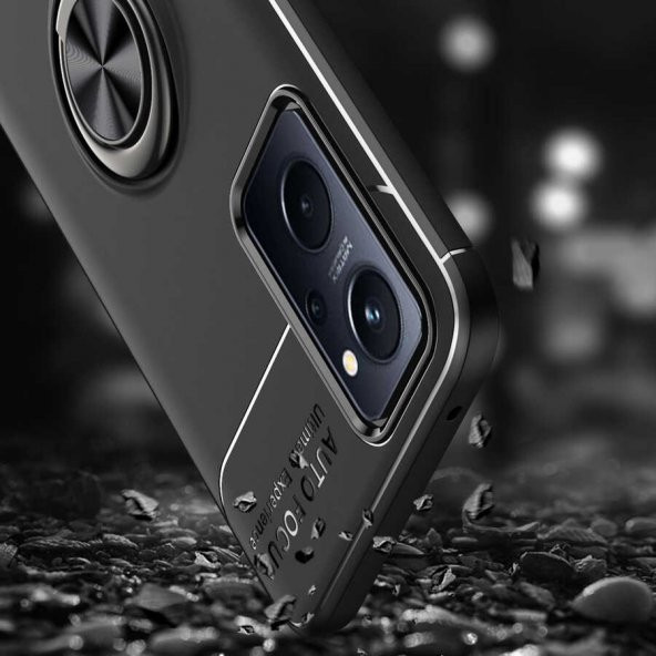 Oppo A36 Kılıf Zore Ravel Yüzüklü Magnetic Standlı Silikon Kapak - 5