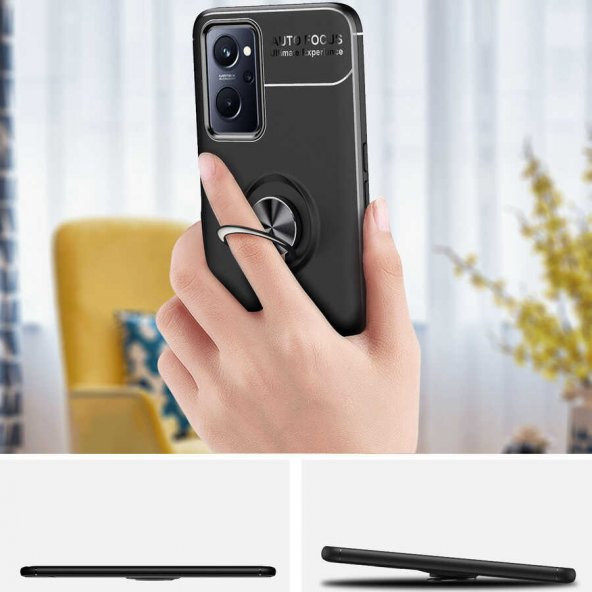 Oppo A36 Kılıf Zore Ravel Yüzüklü Magnetic Standlı Silikon Kapak - 9