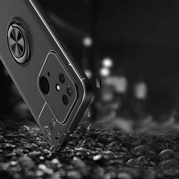 Xiaomi Redmi 10C Kılıf Zore Ravel Yüzüklü Magnetic Standlı Silikon Kapak - 3