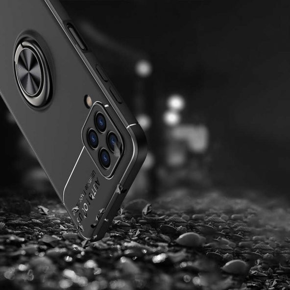 Galaxy A22 4G Kılıf Zore Ravel Yüzüklü Magnetic Standlı Silikon Kapak - 2