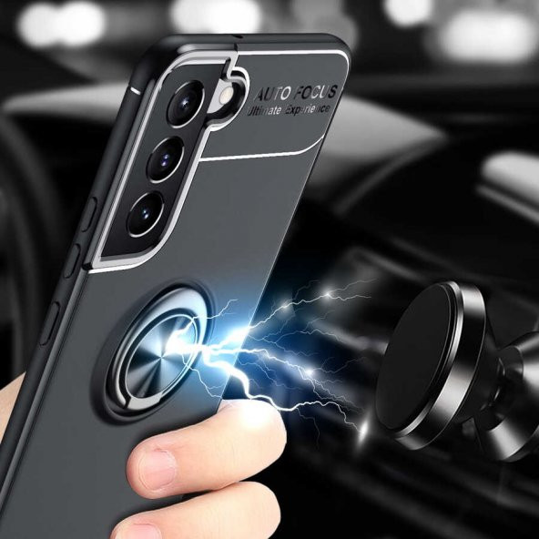 Galaxy S22 Plus Kılıf Zore Ravel Yüzüklü Magnetic Standlı Silikon Kapak - 2