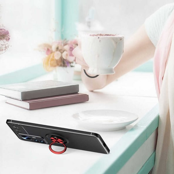 Xiaomi Mi 12 Pro Kılıf Zore Ravel Yüzüklü Magnetic Standlı Silikon Kapak - 3