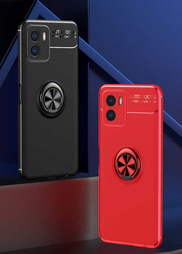 Vivo Y15S Kılıf Zore Ravel Yüzüklü Magnetic Standlı Silikon Kapak - 3