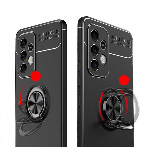 Galaxy A33 5G Kılıf Zore Ravel Yüzüklü Magnetic Standlı Silikon Kapak - 3