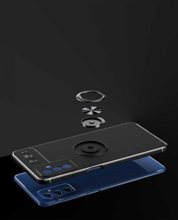 Galaxy M52 Kılıf Zore Ravel Yüzüklü Magnetic Standlı Silikon Kapak - 3