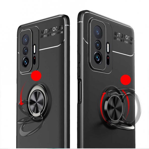 Xiaomi Mi 11T 5G Kılıf Zore Ravel Yüzüklü Magnetic Standlı Silikon Kapak - 4