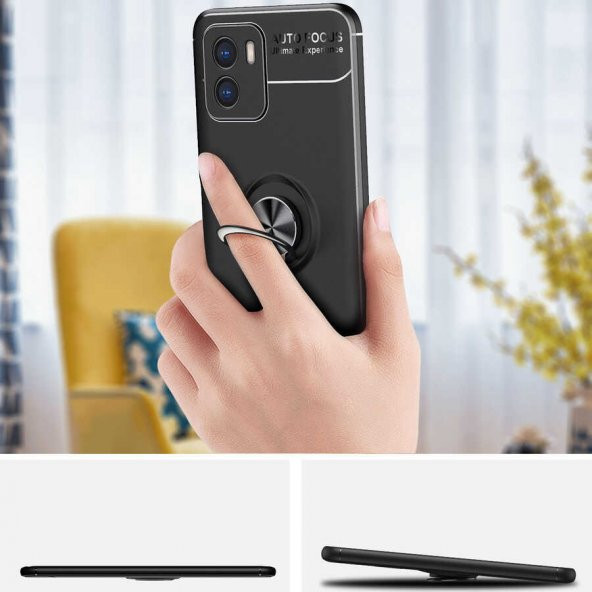 Vivo Y15S Kılıf Zore Ravel Yüzüklü Magnetic Standlı Silikon Kapak - 4