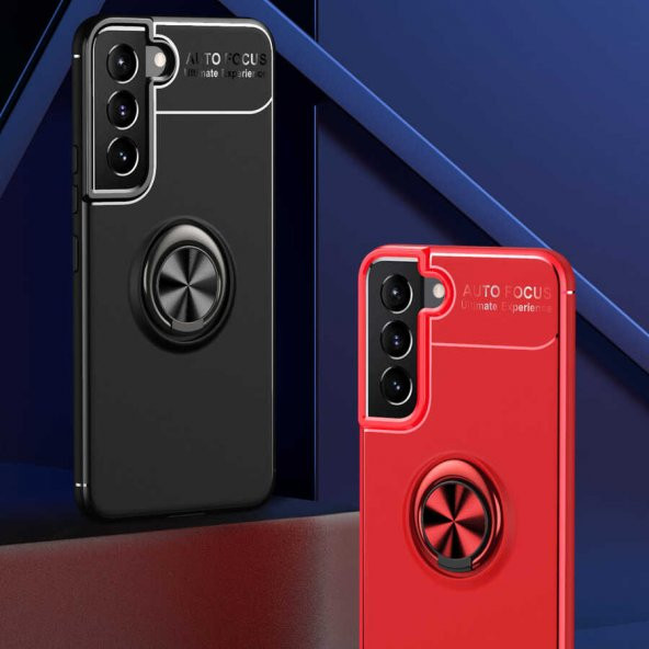 Galaxy S22 Plus Kılıf Zore Ravel Yüzüklü Magnetic Standlı Silikon Kapak - 4