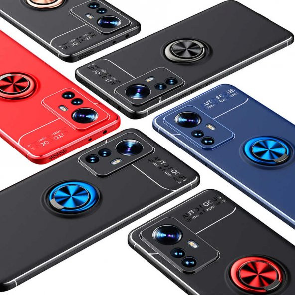 Xiaomi Mi 12 Pro Kılıf Zore Ravel Yüzüklü Magnetic Standlı Silikon Kapak - 4