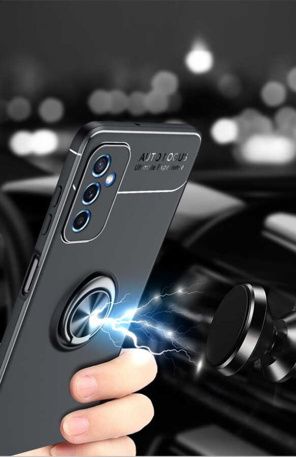 Galaxy M52 Kılıf Zore Ravel Yüzüklü Magnetic Standlı Silikon Kapak - 6