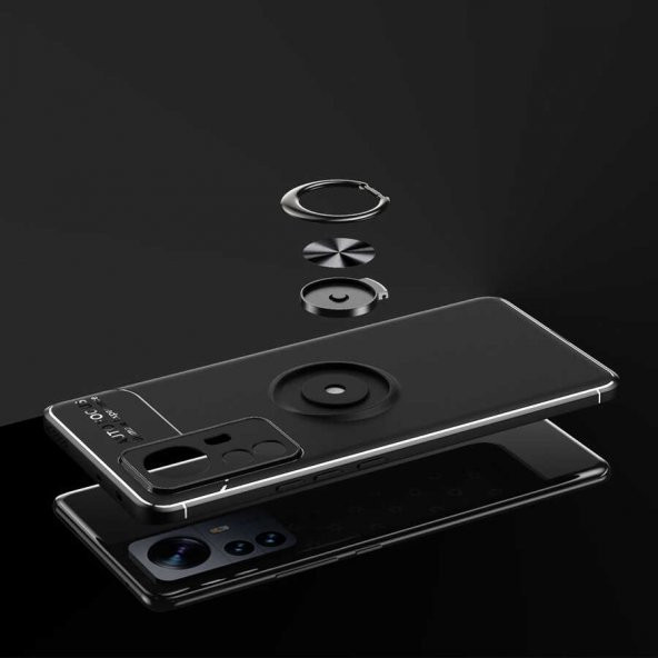 Xiaomi Mi 12 Pro Kılıf Zore Ravel Yüzüklü Magnetic Standlı Silikon Kapak - 6