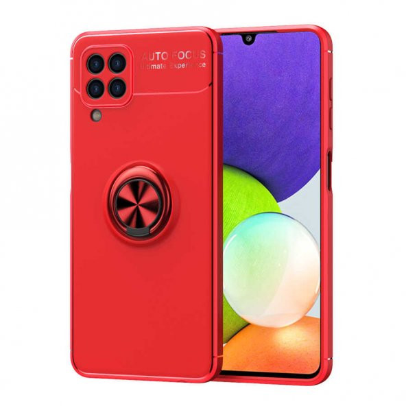 Galaxy A22 4G Kılıf Zore Ravel Yüzüklü Magnetic Standlı Silikon Kapak - 7