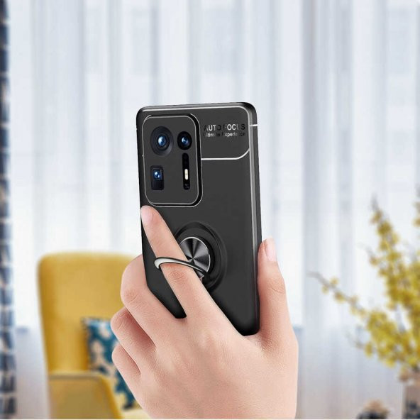 Xiaomi Mi Mix 4 Kılıf Zore Ravel Yüzüklü Magnetic Standlı Silikon Kapak - 6