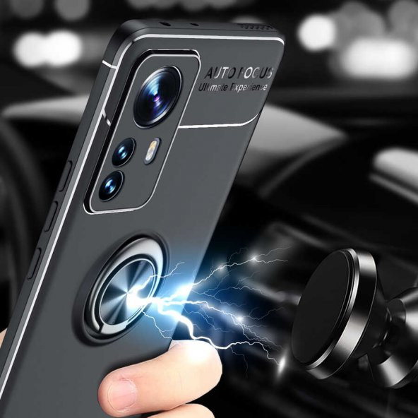 Xiaomi Mi 12 Pro Kılıf Zore Ravel Yüzüklü Magnetic Standlı Silikon Kapak - 7