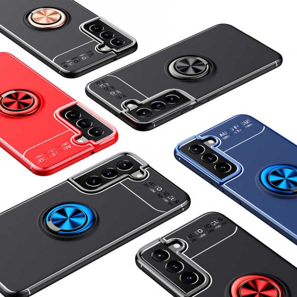 Galaxy S22 Plus Kılıf Zore Ravel Yüzüklü Magnetic Standlı Silikon Kapak - 7