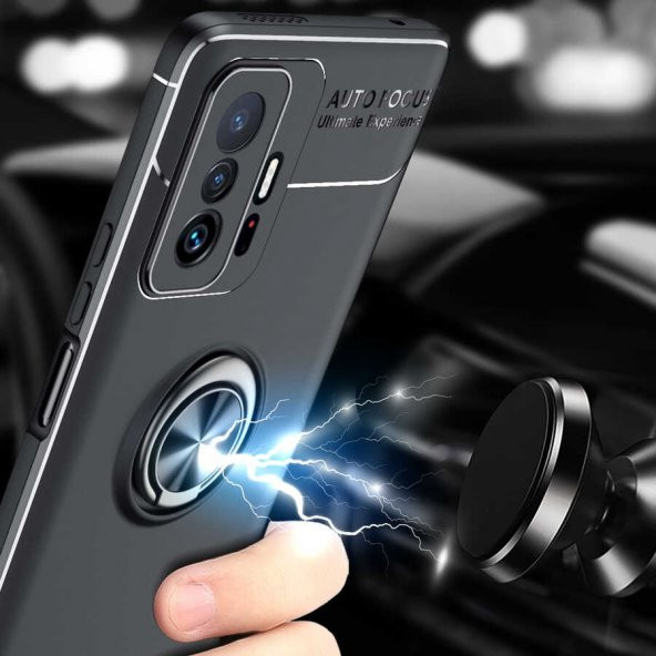 Xiaomi Mi 11T 5G Kılıf Zore Ravel Yüzüklü Magnetic Standlı Silikon Kapak - 7