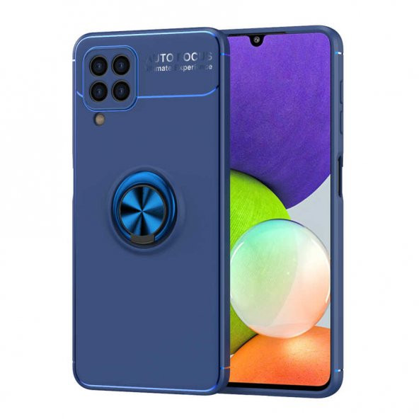 Galaxy A22 4G Kılıf Zore Ravel Yüzüklü Magnetic Standlı Silikon Kapak - 9