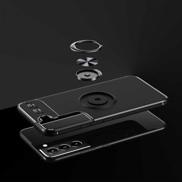 Galaxy S22 Plus Kılıf Zore Ravel Yüzüklü Magnetic Standlı Silikon Kapak - 8