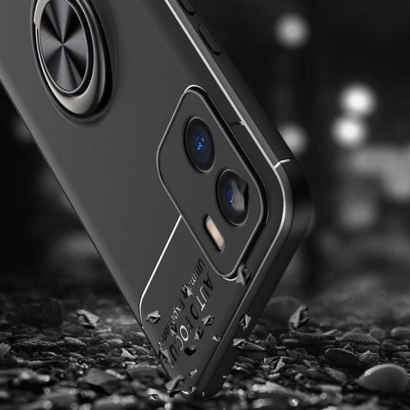 Vivo Y15S Kılıf Zore Ravel Yüzüklü Magnetic Standlı Silikon Kapak - 8