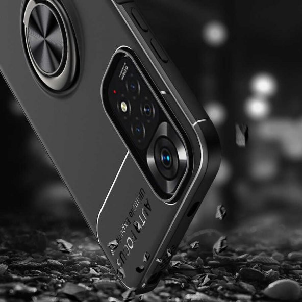 Xiaomi Redmi Note 11 Global Kılıf Zore Ravel Yüzüklü Magnetic Standlı Silikon Kapak - 7