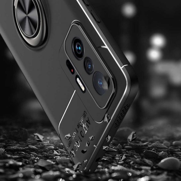 Xiaomi Mi 11T 5G Kılıf Zore Ravel Yüzüklü Magnetic Standlı Silikon Kapak - 9
