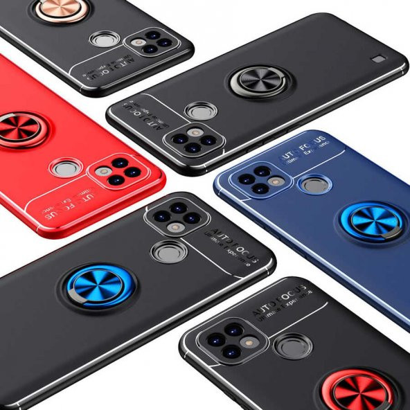 Realme C25 Kılıf Zore Ravel Yüzüklü Magnetic Standlı Silikon Kapak - 6