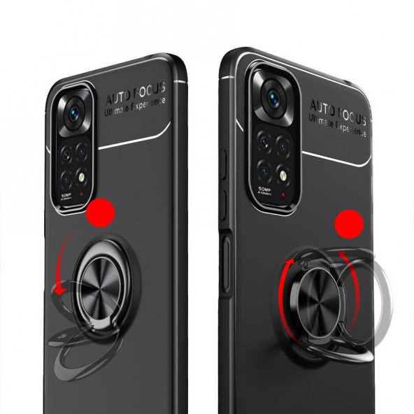 Xiaomi Redmi Note 11 Global Kılıf Zore Ravel Yüzüklü Magnetic Standlı Silikon Kapak - 8