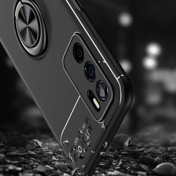 Oppo A16 Kılıf Zore Ravel Yüzüklü Magnetic Standlı Silikon Kapak - 8
