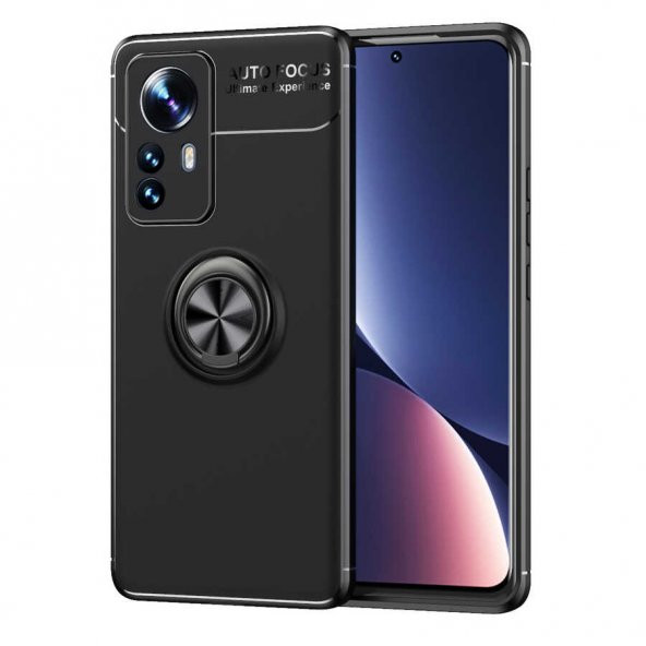 Xiaomi Mi 12 Pro Kılıf Zore Ravel Yüzüklü Magnetic Standlı Silikon Kapak - 12
