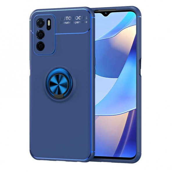 Oppo A16 Kılıf Zore Ravel Yüzüklü Magnetic Standlı Silikon Kapak - 11