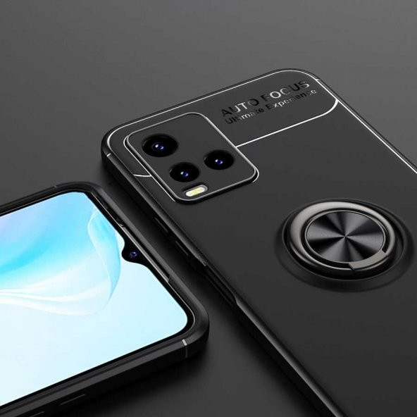 Vivo Y33S Kılıf Zore Ravel Yüzüklü Magnetic Standlı Silikon Kapak - 12