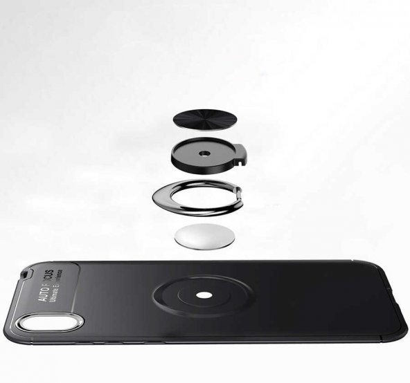Huawei Y5 2019 Kılıf Ravel Yüzüklü Magnetic Standlı Silikon Kapak - 8