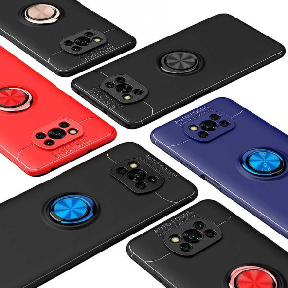 Xiaomi Poco X3 Kılıf Ravel Yüzüklü Antişok Silikon Kapak