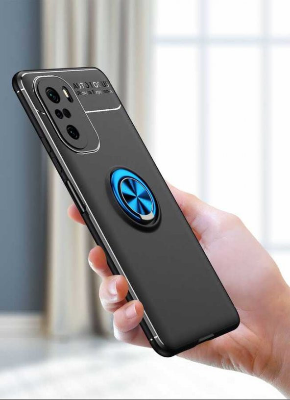 Xiaomi Mi 11İ Kılıf Zore Ravel Yüzüklü Magnetic Standlı Silikon Kapak - 3