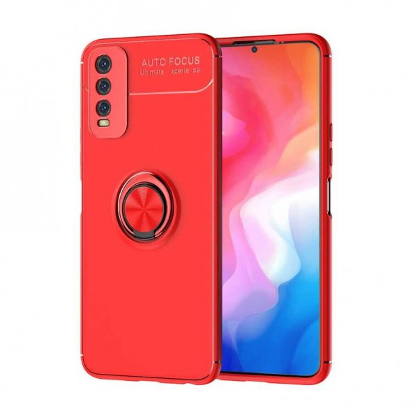 Vivo Y20 Kılıf Zore Ravel Yüzüklü Magnetic Standlı Silikon Kapak - 10