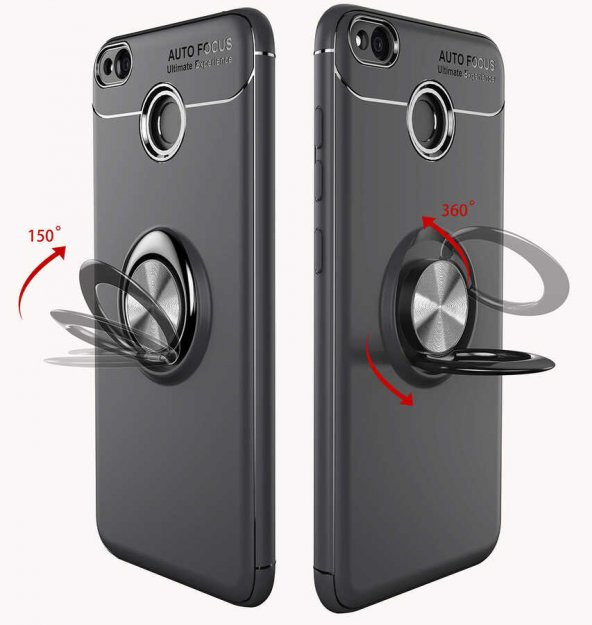 Xiaomi Redmi 4x Kılıf Zore Ravel Yüzüklü Magnetic Standlı Silikon Kapak - 3