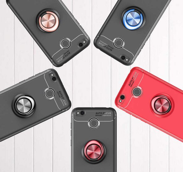 Xiaomi Redmi 4x Kılıf Zore Ravel Yüzüklü Magnetic Standlı Silikon Kapak - 6