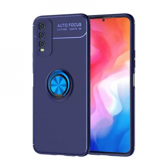 Vivo Y11S Kılıf Zore Ravel Yüzüklü Magnetic Standlı Silikon Kapak - 11